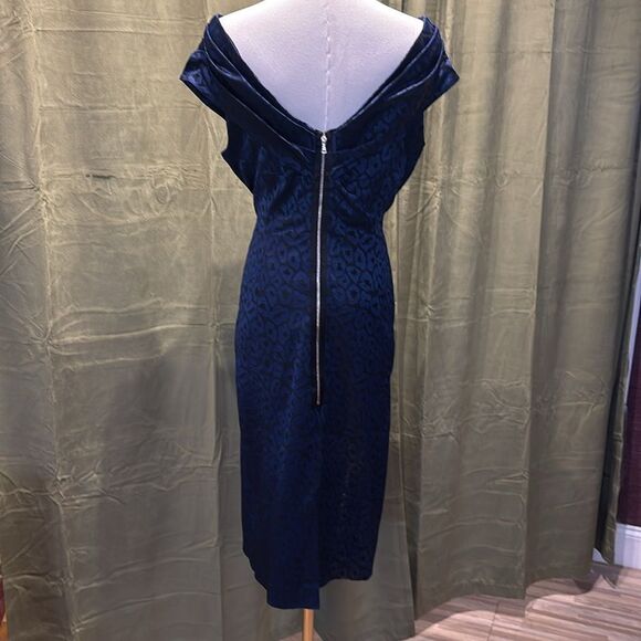 Talbot Runhof royal blue leopard print dress, US14 - Picture 8 of 11